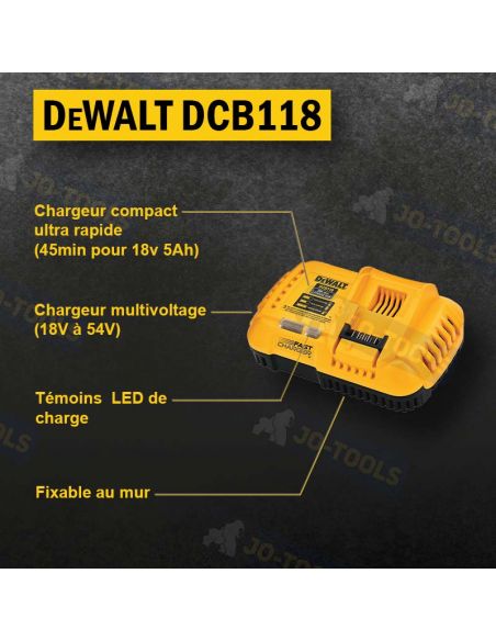 Chargeur rapide DEWALT DCB118  Multi-voltage XR et XR FLEXVOLT 18V-54V