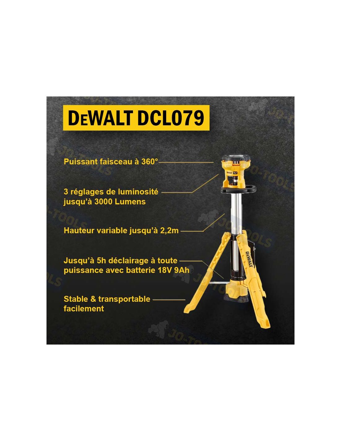 Test et avis du nouveau projecteur LED de chantier DCL079 DEWALT